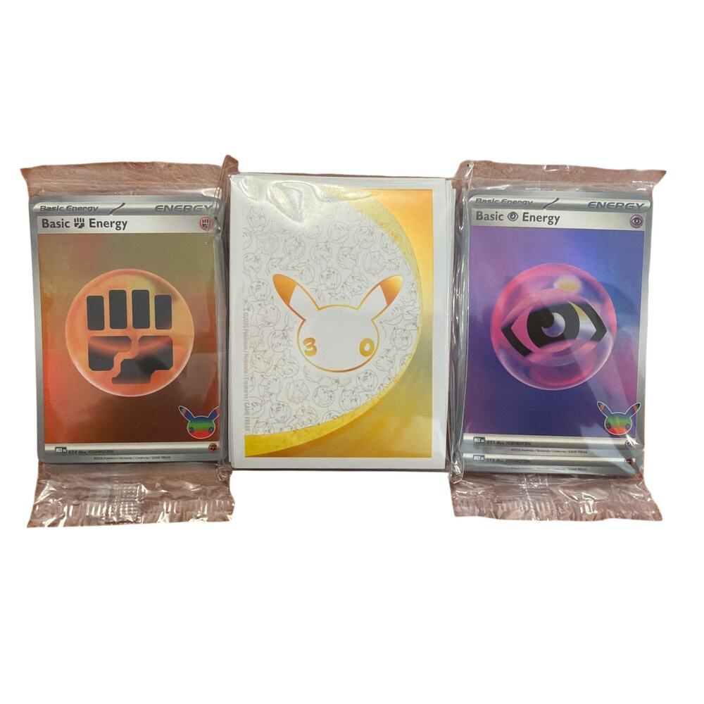 Pokémon TCG 30th Celebration Energy Card Packs & Card Sleeves Set